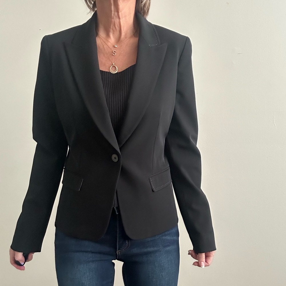 Elie Tahari Classic Black Blazer and Top Set